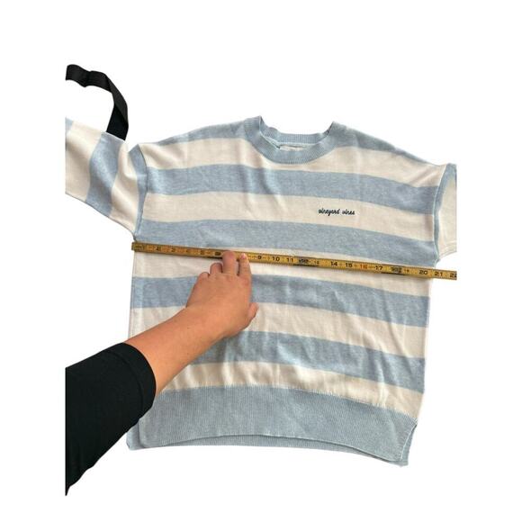 Vineyard Vines Women's Blue White Striped Print Crew Neck Sweater Size Small - Picture 4 of 5
